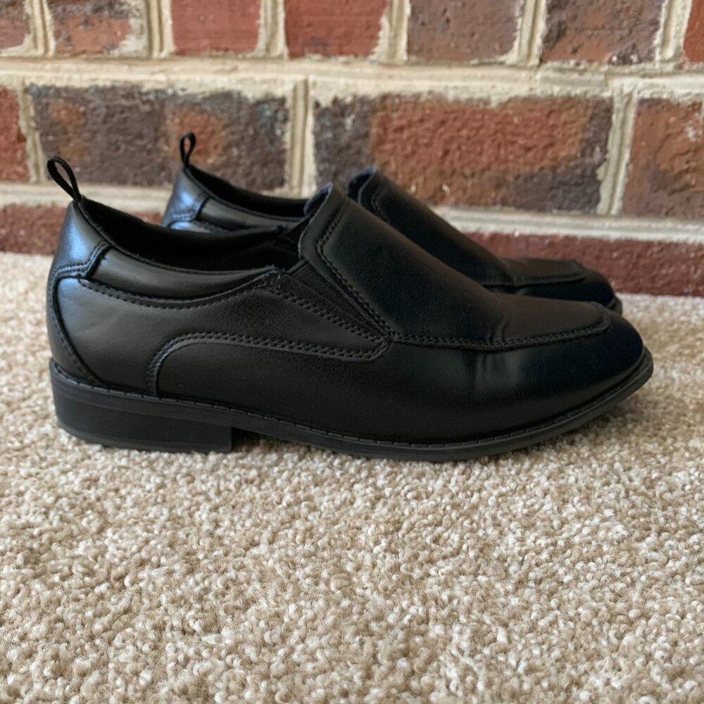 Lightly USED Black Boy's Size 3 Wonder Nation Slip On Dress Shoes